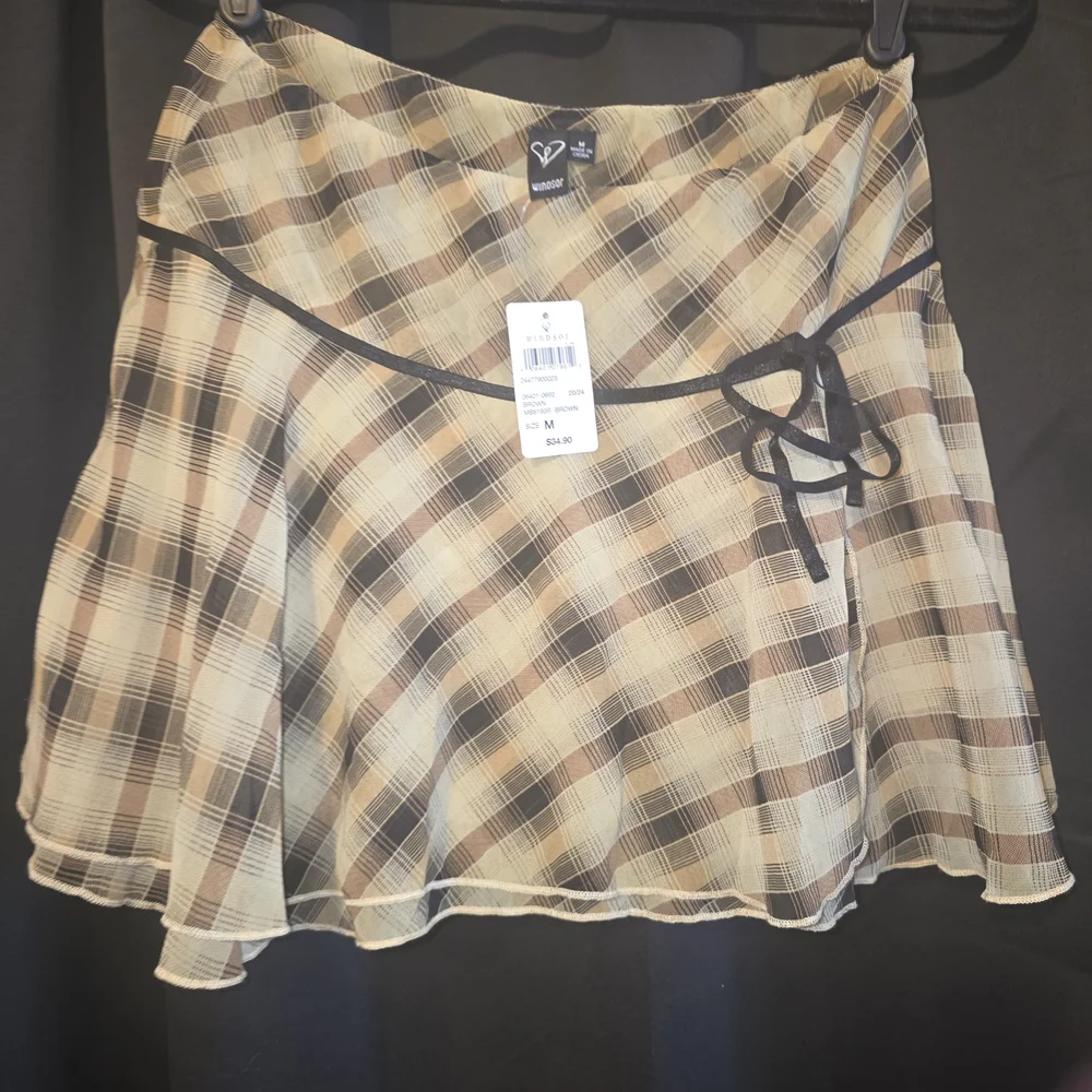 Windsor Beige and Brown Plaid Skater Skirt